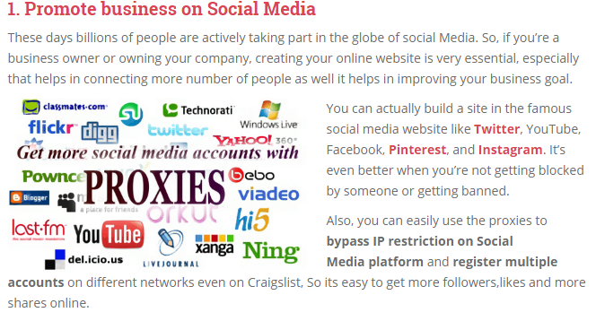 proxies for Social Media